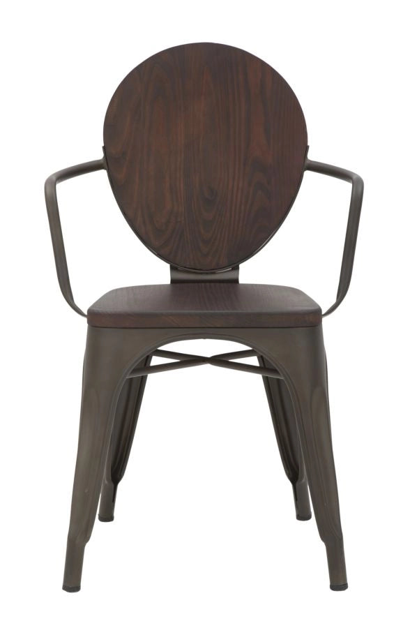 Set 2 Sedie 54x51x83 cm Harlem in Ferro e Legno Naturale e Grigio