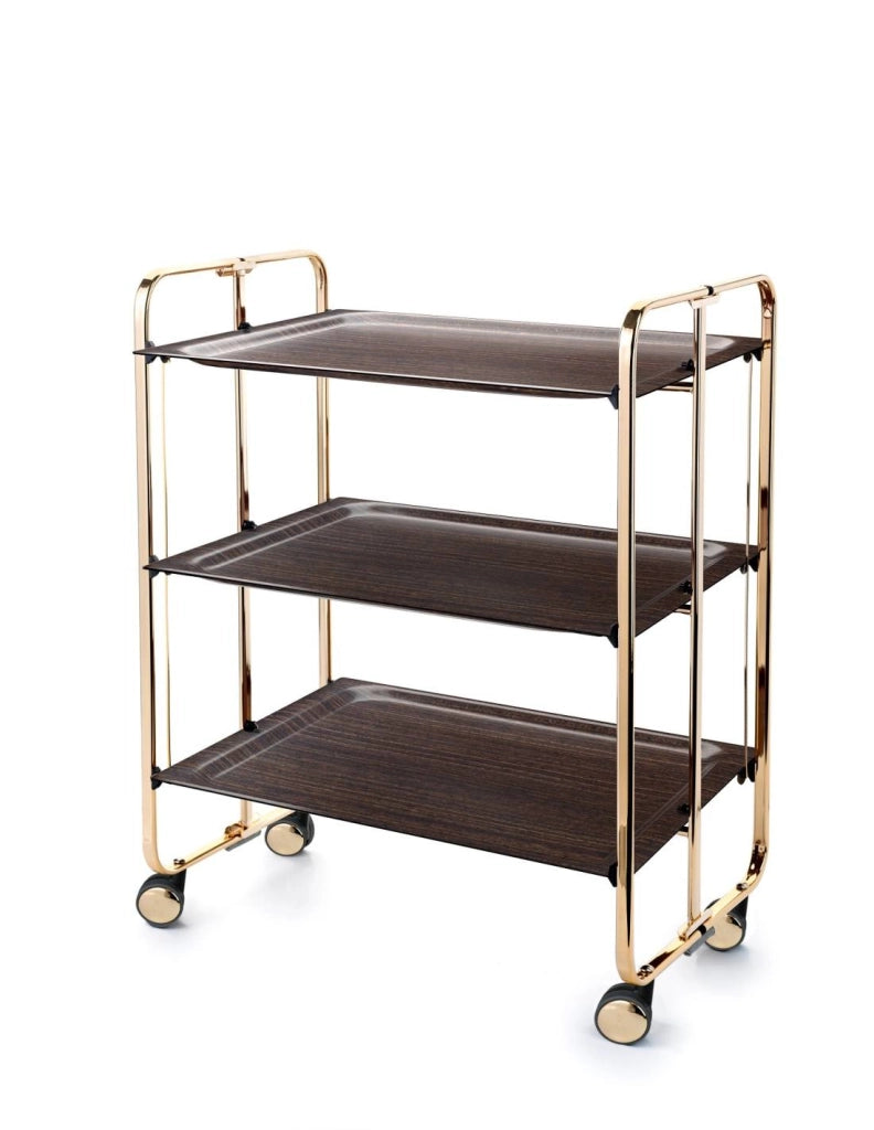 Carrello da cucina pieghevole dorato con ruote BAUHAUS 3 ripiani