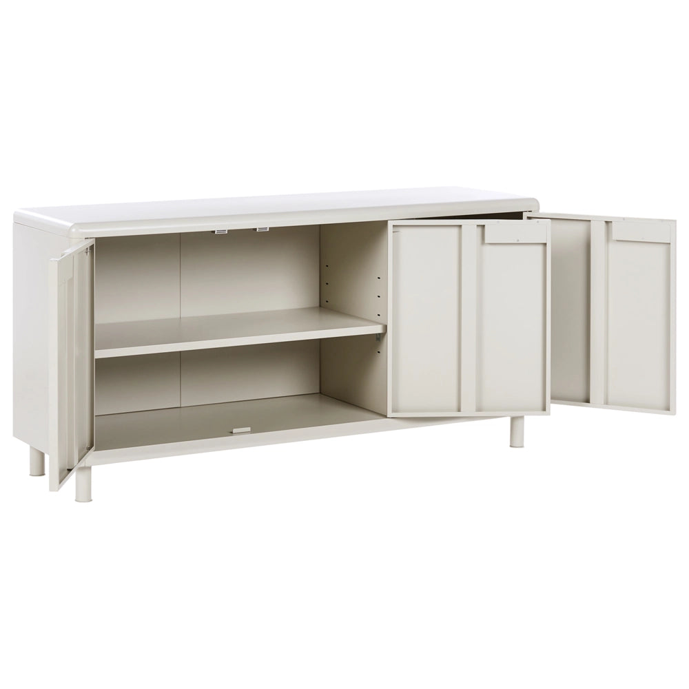 Mobile contenitore in acciaio beige con 4 ripiani e 3 ante, stile moderno per l'ufficio domestico
