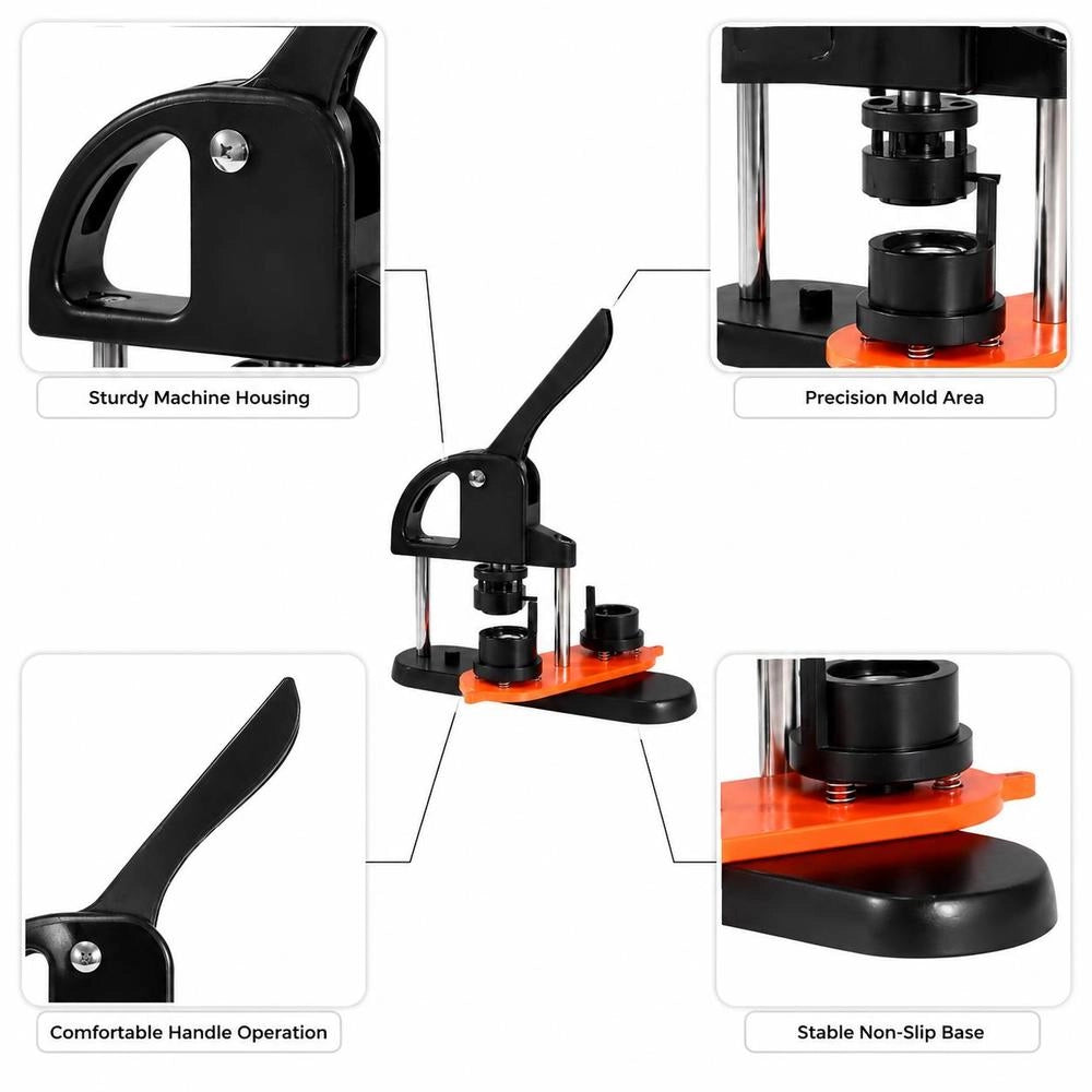 Button Machine, Button Maker, 25mm, 500 Pieces. Badge Punch Press, Button Press, DIY Badge Press Machine, Button Badge Maker For Personalized Badges, Including Instruction Booklet.