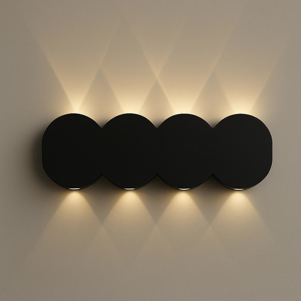 Applique da Muro LED 8 Luci Bianco Caldo Esterno Interno Alluminio 21x8x3 cm Nero
