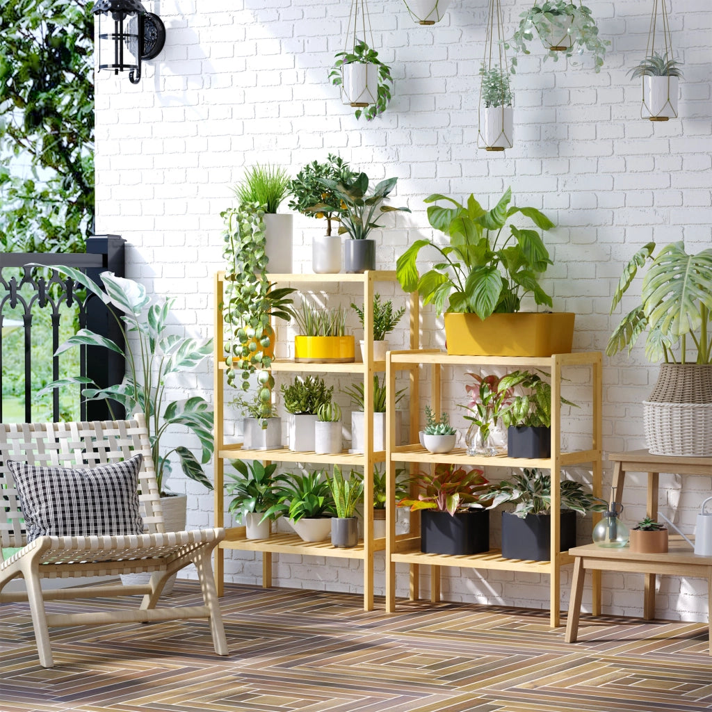 EasyComfort Scaffale Multiuso a 3 Ripiani Salvaspazio in Bambù, Mensola per Bagno, Salotto e Cucina, Facile da Montare, 62x33x80cm, Colore Naturale