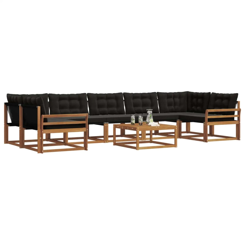 Set di divani da esterno con cuscino 8 pcs Naturale e Nero 3369291