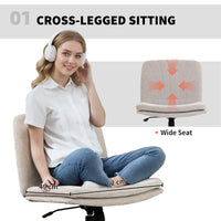 Sedia da Ufficio Regolabile 62x67x83-93 cm Inclinabile e Girevole in Tessuto Chenille e Acciaio Beige