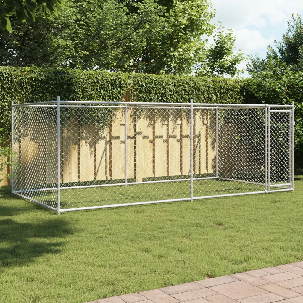 Gabbia per Cani con Porta Grigia 4x2x1,5 m in Acciaio Zincato CFW6413565