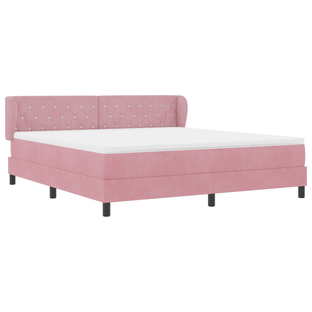 Letto a Molle a Tasca con Materasso Rosa 180x200 cm Velluto