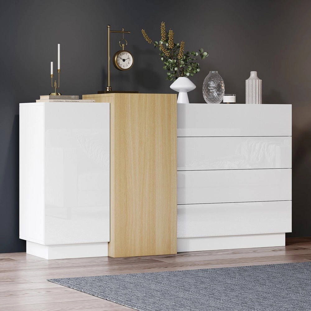Credenza Moderna Lucida ¨C MINIMAL ¨C Bianco, Legno