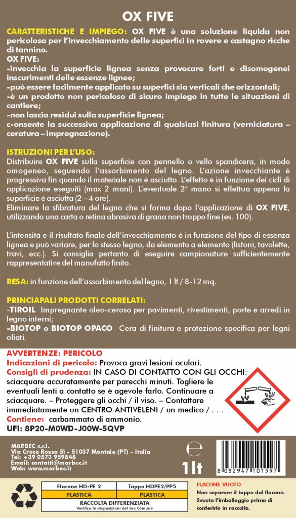 Invecchiante per rovere e castagno OX-FIVE   1LT