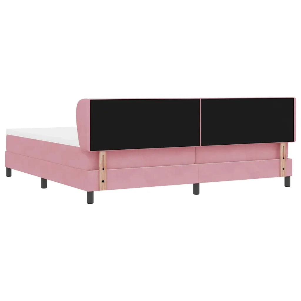 Letto a molle con materasso Rosa 200 x 200 cm Velluto 3340465