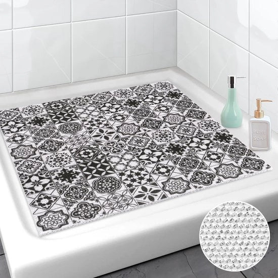 Matte Antiscivolo per Bagno, 75 x 75 cm, Nero
