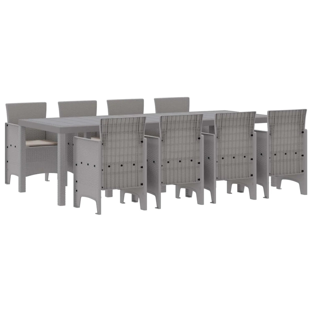 Set da Pranzo per Giardino 9 pcs Bianco Polipropilene