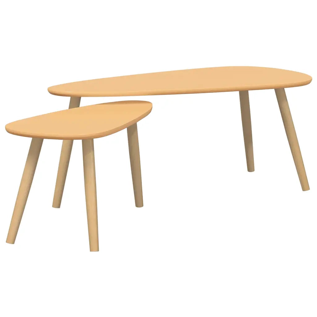 Set Tavolini Salotto 2pz Legno Massello Massello Pino Marrone 244733