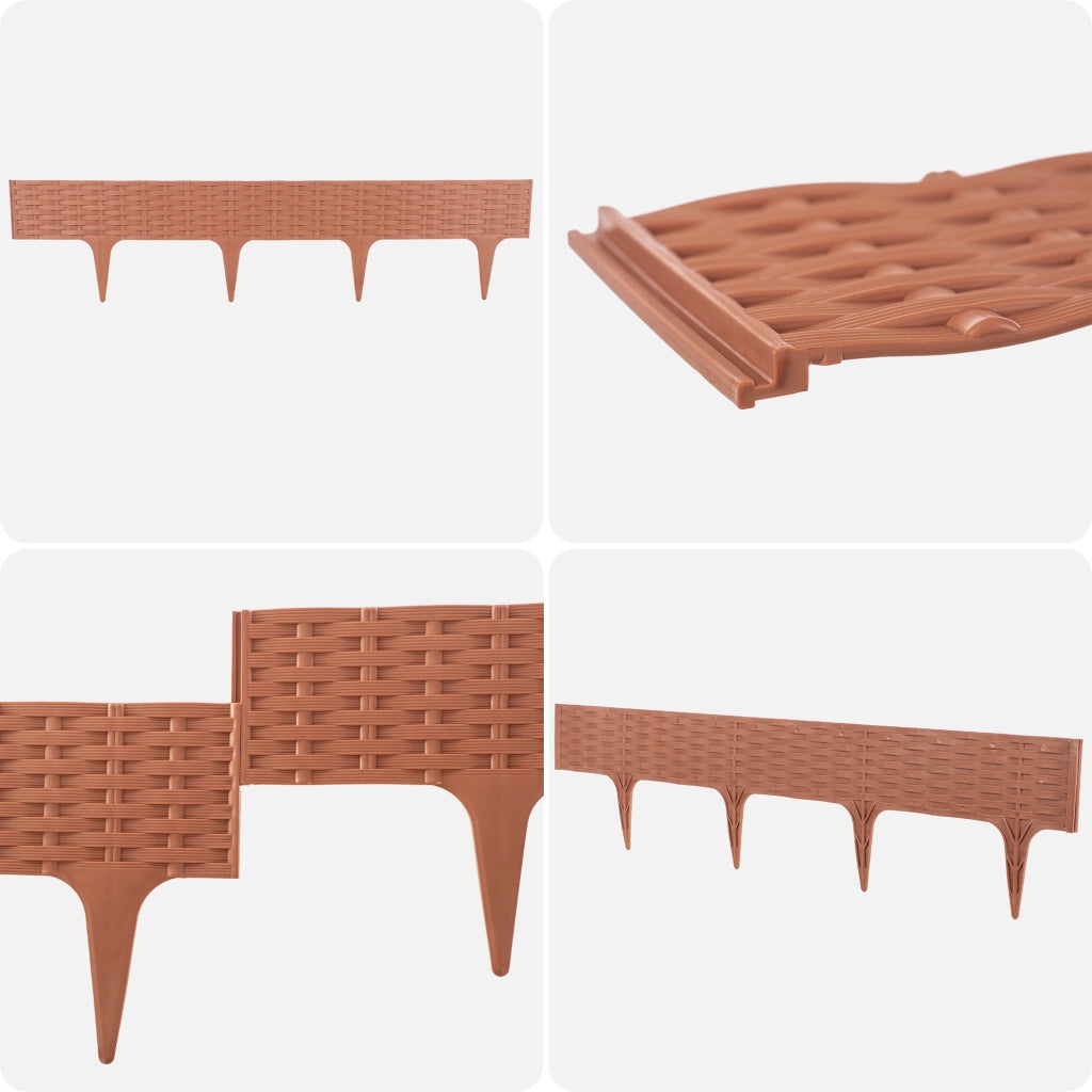 Bordura per prato KADAX, recinzione a palizzata per vialetto, terracotta, 390 cm, 5 pezzi