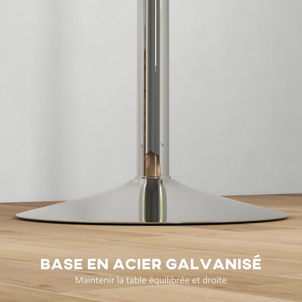 Tavolo bar rotondo regolabile 69-91 cm ¨C Xylo ¨C piano girevole 360¡ã bianco argentato