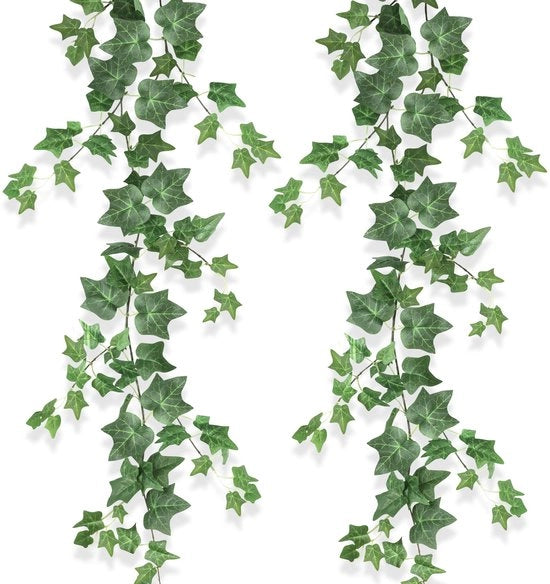 2 pezzi di climatizzatore finto con guirlande verde 200 cm, pianta finta di rampicante con guirlande finta di rampicante con foglie pendenti decorazione per camera, festa, balcone