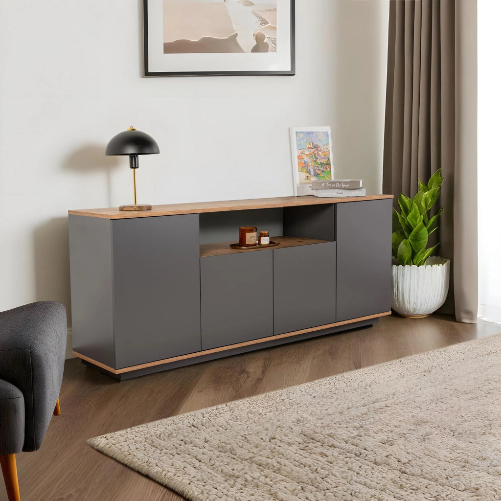 Credenza in legno "Arista" - 180 x 44 x 75 cm - Grigio antracite