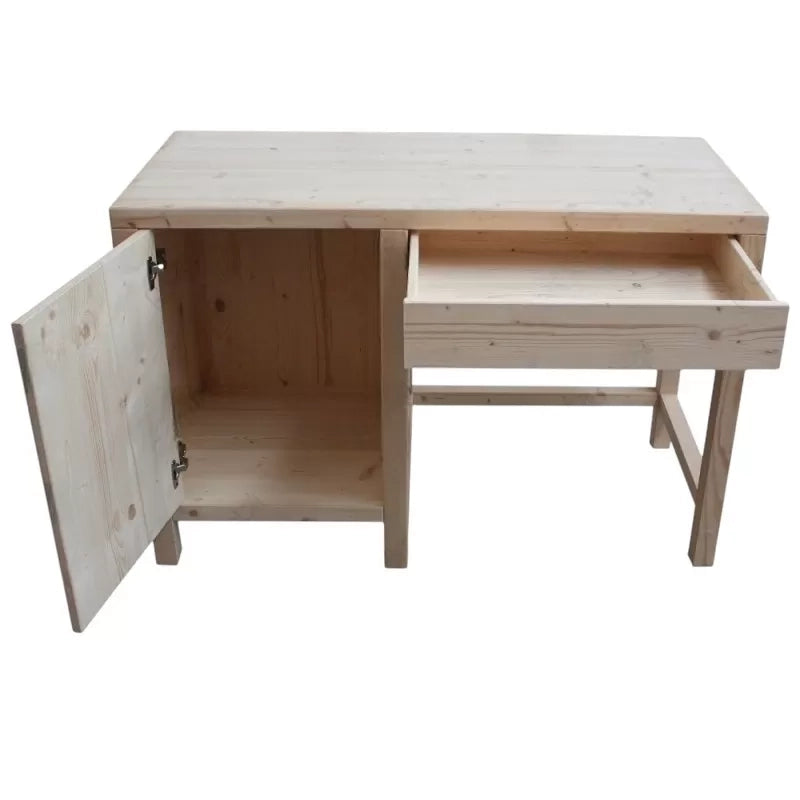 Scrivania porta frigo in legno massello abete grezzo l.120 p.55 h.80 (3310) - Mobili 2G