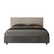 Letto imbottito Matrimoniale 160x200 cm tessuto Era Arla - Contenitore,Grigio/Grigio