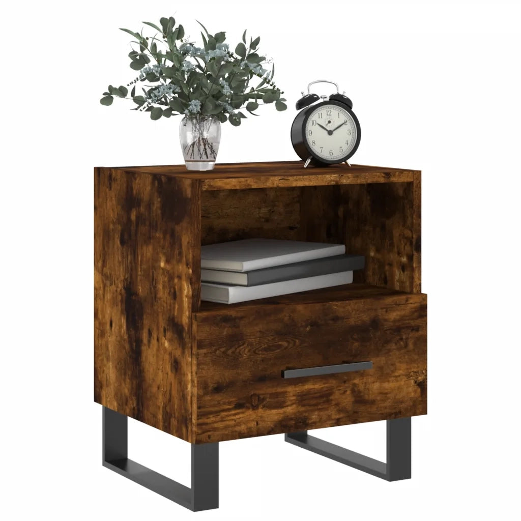 Comodino-Tavolino da notte Rovere Fumo 40x35x47,5 cm in Legno Multistrato 185641