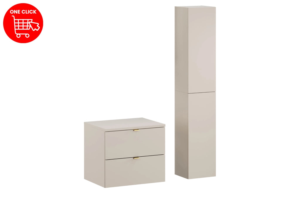 Set mobili bagno 60 cm con piano e Szafką wysoką Dalia Cashmere 60 x 1401 x 46 cm
