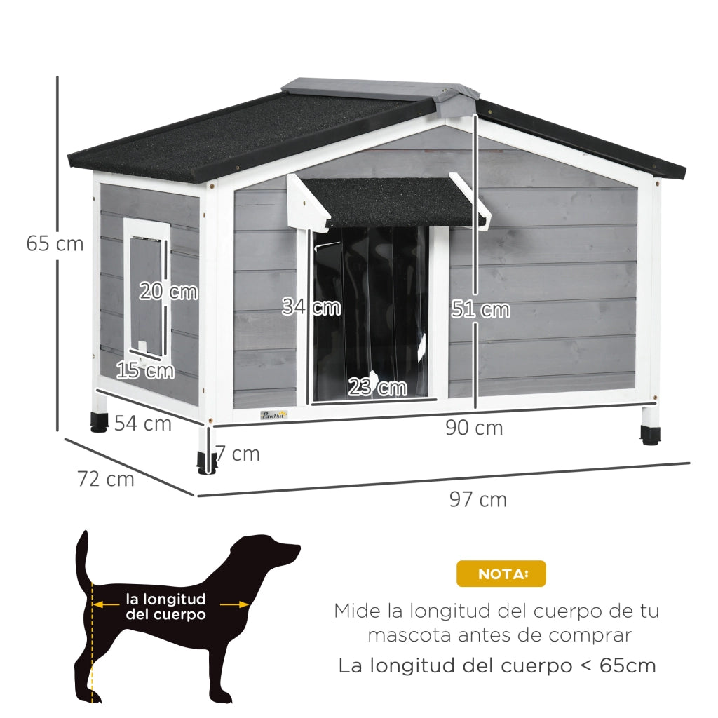 Casetta per Cani in Legno con Tetto e Base ¨C zephmum ¨C Grigio 97x72x65 cm