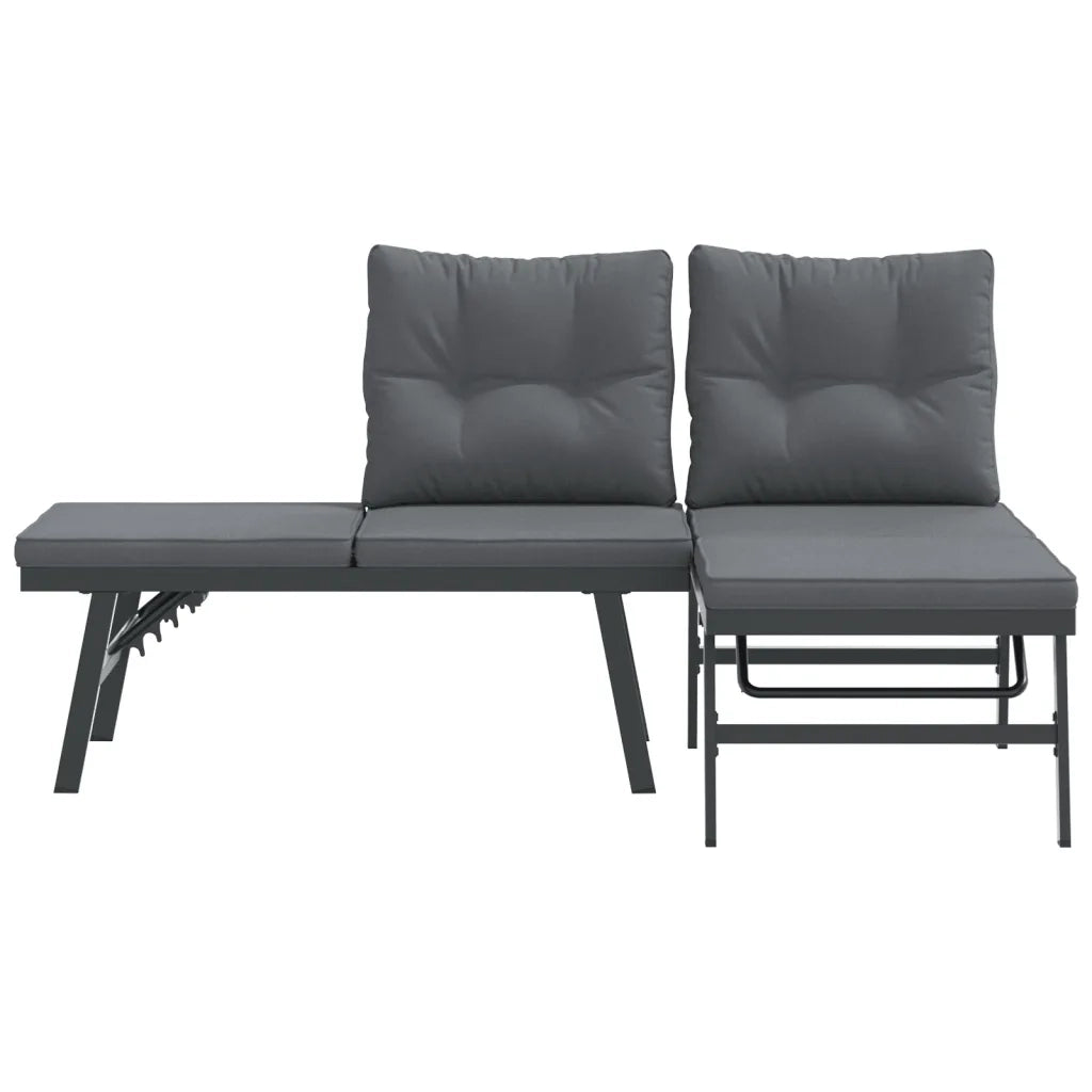 vidaXL Panche Giardino con Cuscini 2pz Nere Acciaio Verniciato Polvere