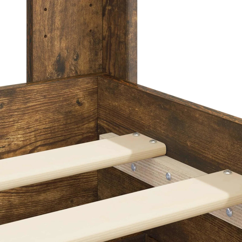 Struttura del letto con stoccaggio e testata Rovere Fumo