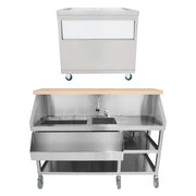 Postazione Bar Cocktail Mobile con Carrello Portaghiaccio 86L su Ruote