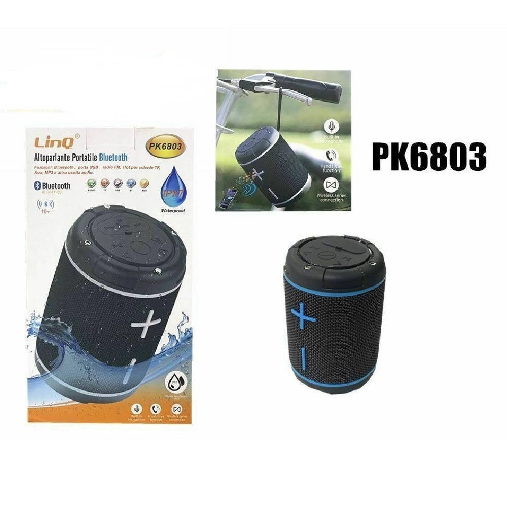 Trade Shop - Speaker Cassa Bluetooth Portatile Impermeabile Usb Radio Fm Tf Linq Pk6803 -