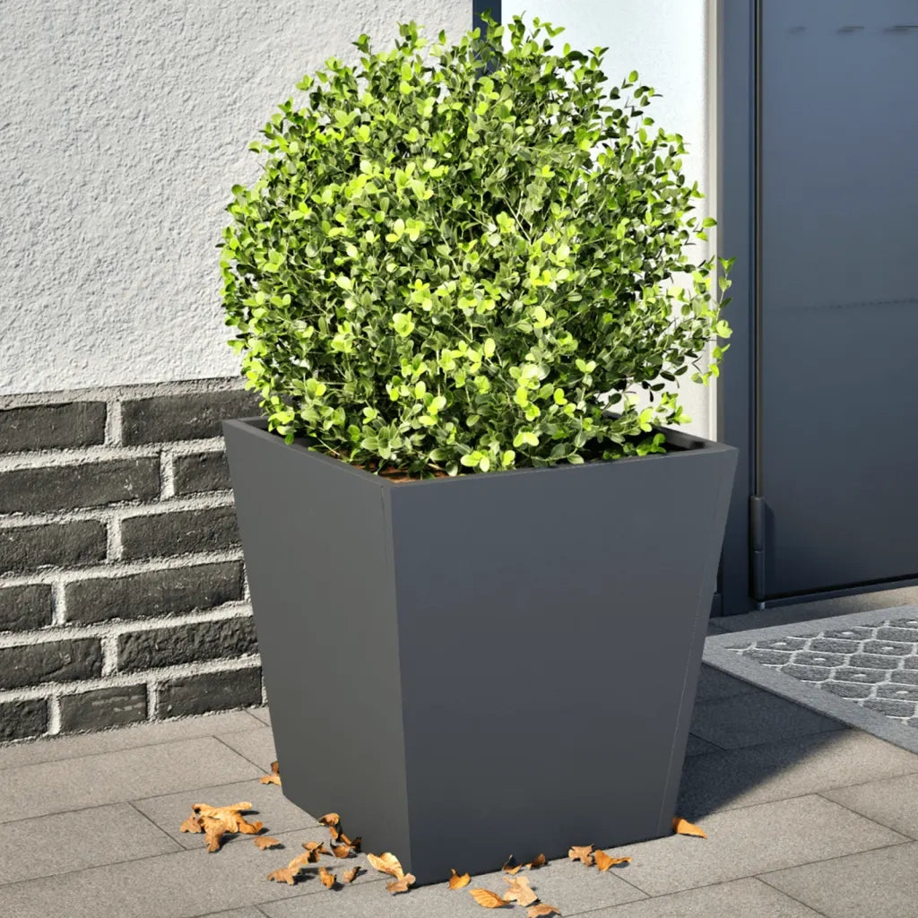 2 pz Fioriere | Cassetta per fiori | Vaso da Giardino Antracite 40x40x40 cm in Acciaio