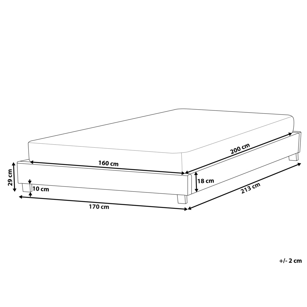 Letto 160 x 200 cm Rete a doghe in tessuto grigio chiaro senza testiera