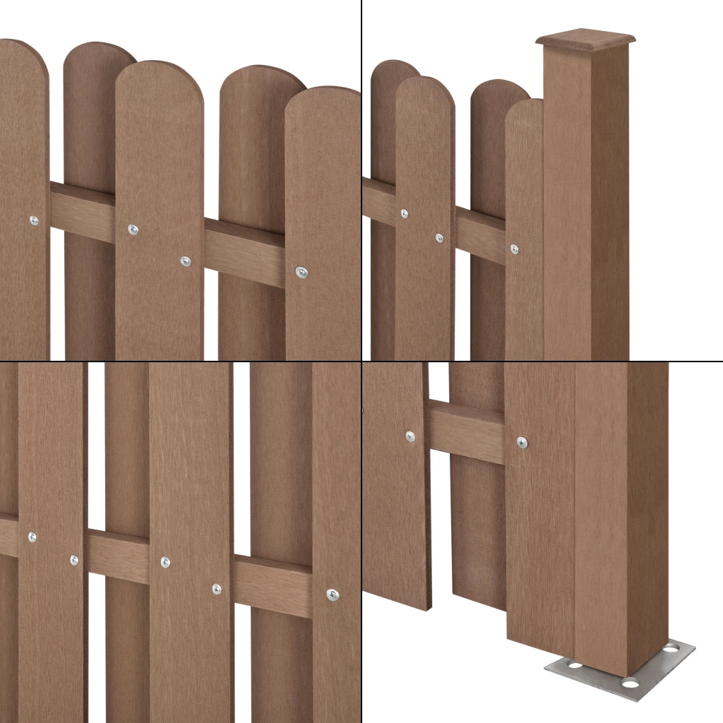 Recinzione in WPC per Giardino Staccionata a Doppia Faccia Steccato Alto 185 cm Lungo 376 cm Marrone NEU.HOLZ