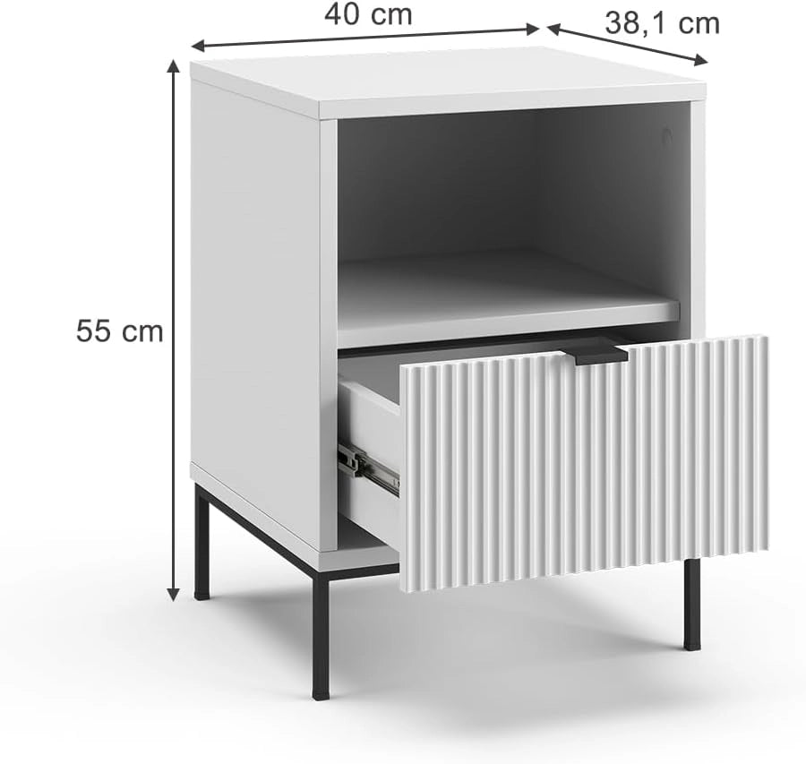 Comodino Eliza, Bianco, Set di 2