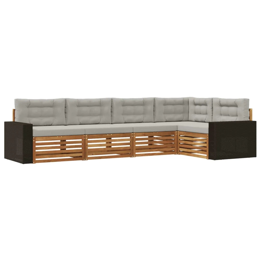 Set di divani da esterno 5 pz Naturale e Grigio Chiaro 3383364