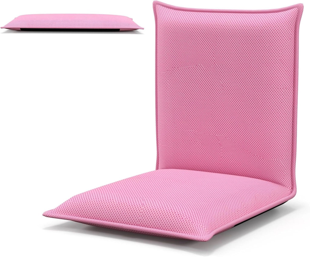 Sedia da Pavimento, con Schienale Regolabile a 6 Livelli, Cuscino da Terra Pighevole Imbottito in Spugna, Sedia Reclinabile per Salotto Camera da Letto Studio Relax Lettura (Beige)