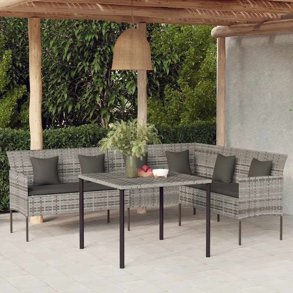 Divano da Giardino a L con Cuscini Grigio in Polyrattancod mxl 94678