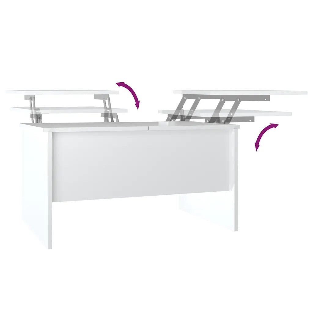 Tavolino Salotto Bianco Lucido 80x50x42,5 cm Legno Multistrato cod mxl 22700
