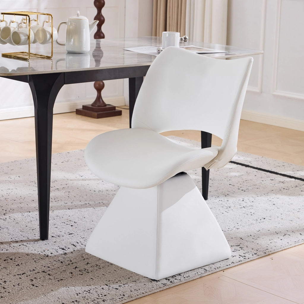 Sedia girevole da pranzo - con schienale alto ergonomico - in similpelle - bianco