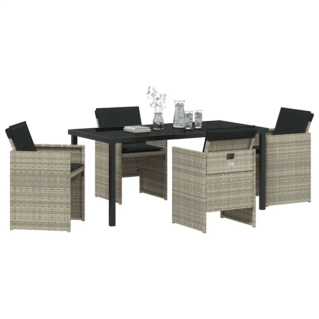 Set da Pranzo per Giardino 5 pcs Grigio chiaro polyrattan