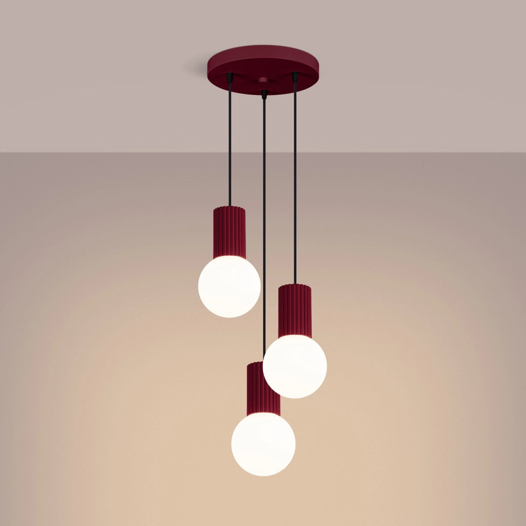 Lampada a sospensione SFERA tripla bordeaux G9 Pure Lume