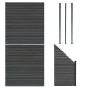 Pannelli Recinzione x2, Elemento Angolare & 4 Pali Metallo 185cm Grigio