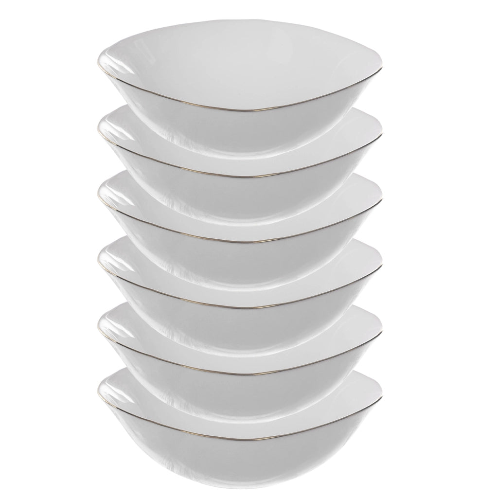 Set di 6 ciotole da insalata in vetro KADAX da 19 cm, colore bianco e oro.