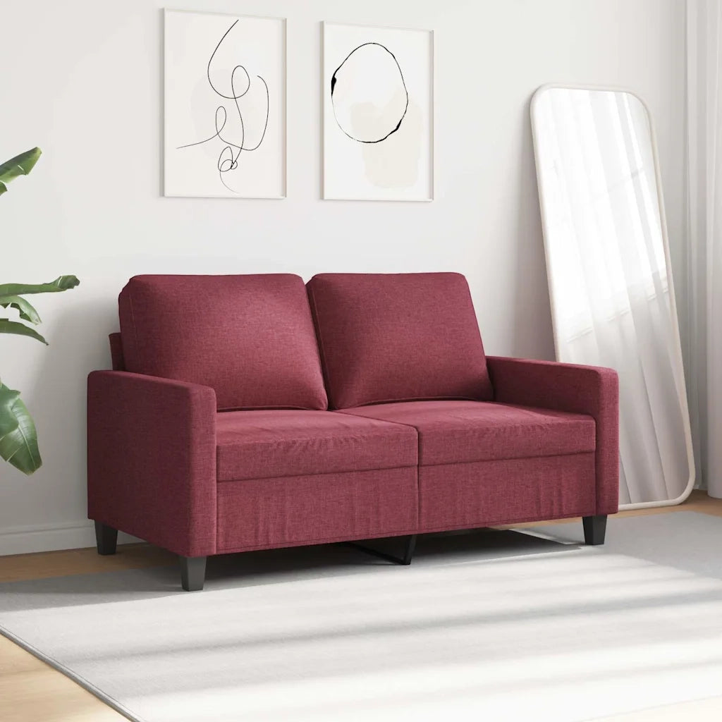Divano a 2 Posti Rosso Vino 120 cm in Tessuto 359161