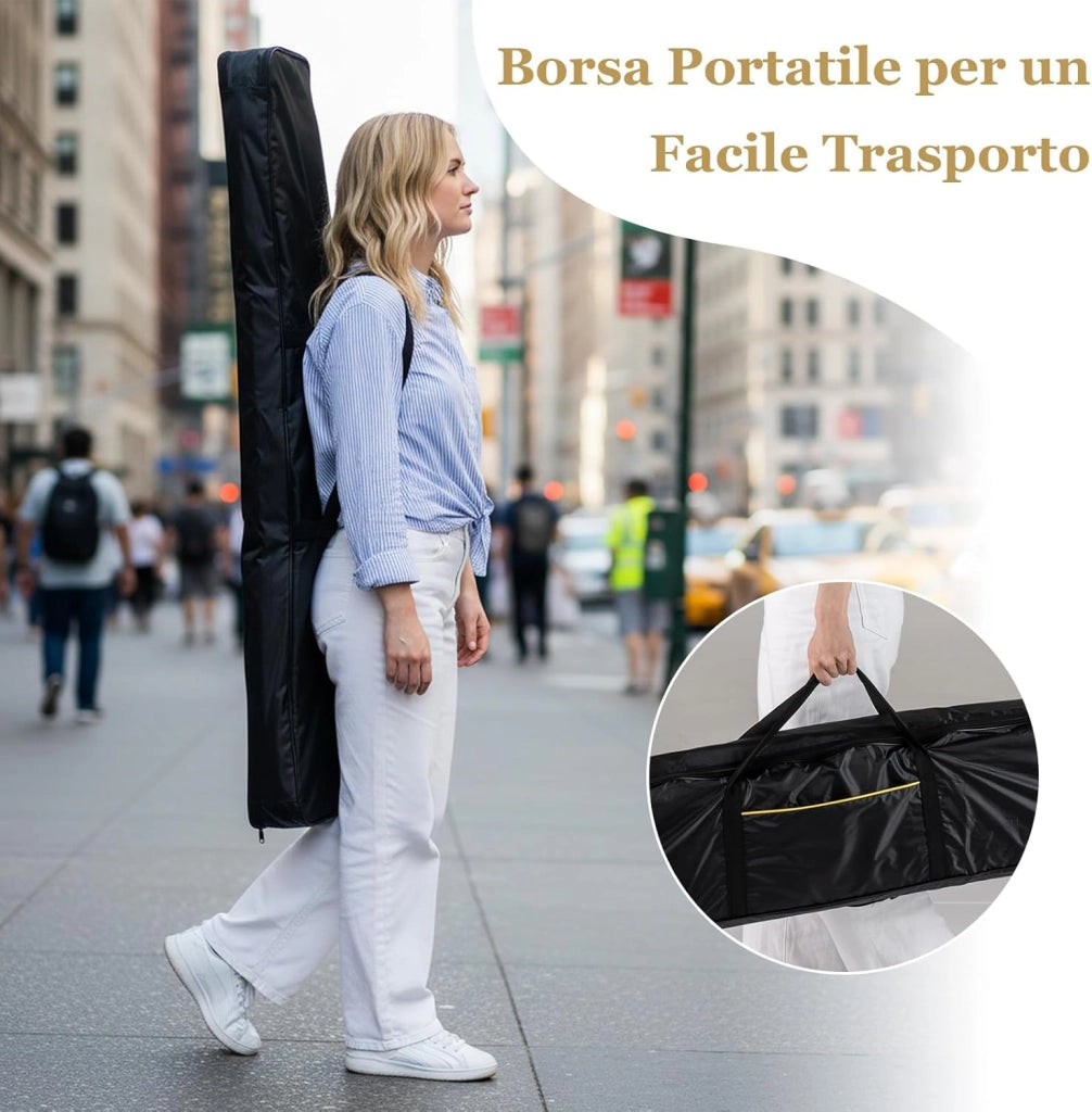 Tastiera Pianoforte Elettrico a 88 Tasti, Piano Digitale con Supporto e Sgabello Regolabili, Tastiera Sensibile, Tasti e Pulsanti Illuminati, Funzione MIDI, Pedale di Sustain, Cuffie (Nero)