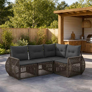 Set Divano da Giardino 4 pz Grigio e Grigio Scuro polyrattan 3435410