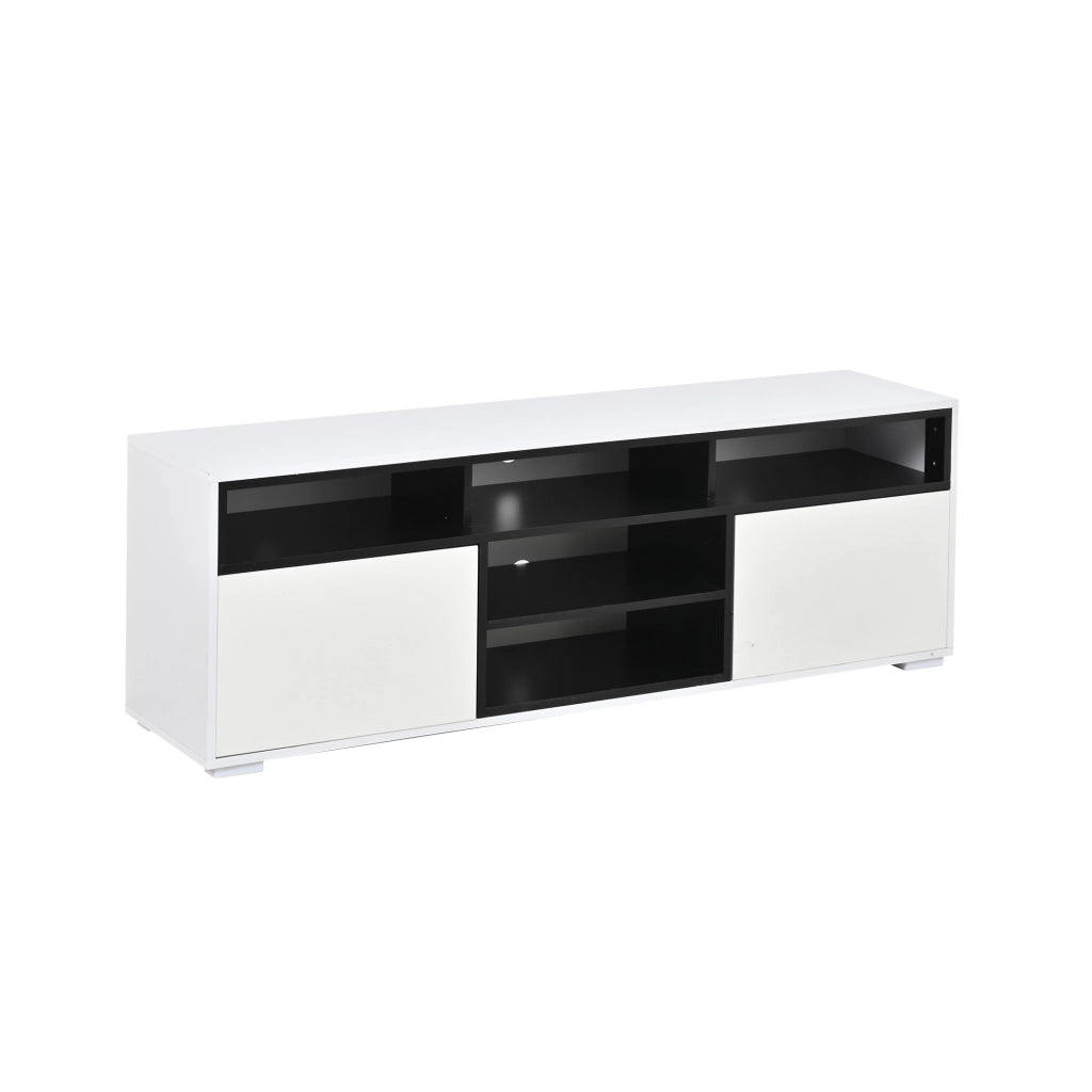 Mobile TV con 2 ante; LED e passacavi - per soggiorno - 150×35×50 cm - bianco