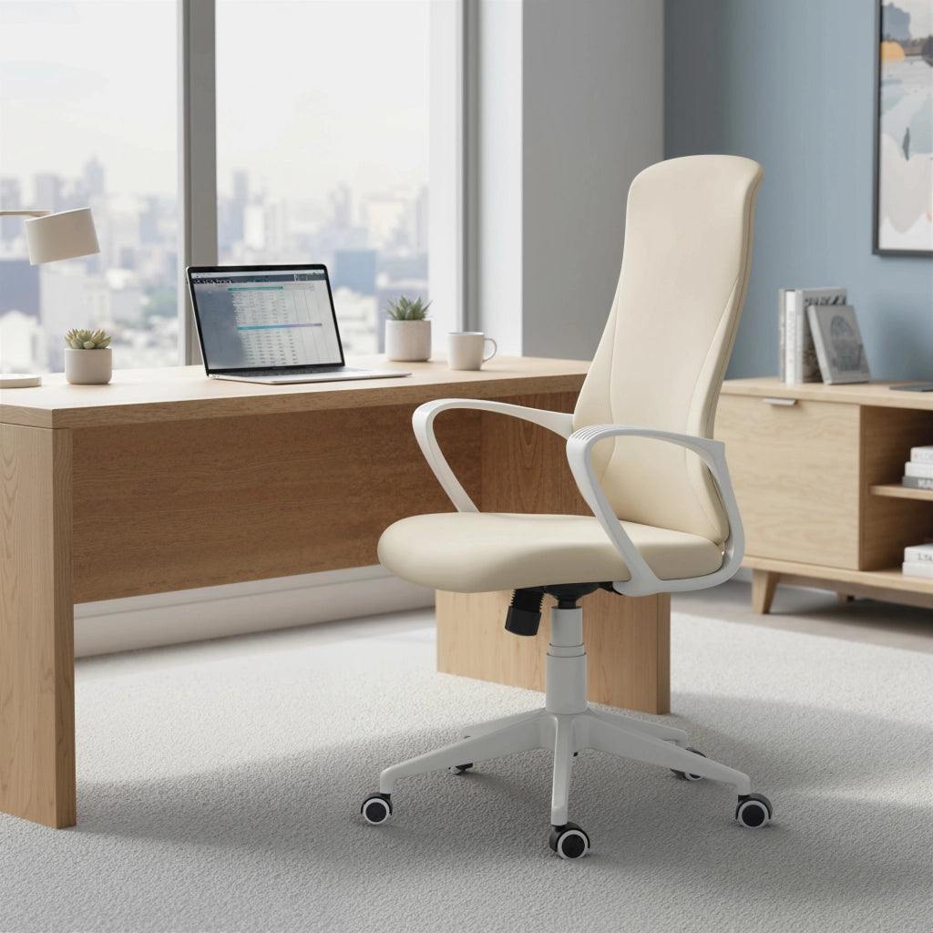 Sedia da Ufficio Girevole con Altezza Regolabile e Braccioli ¨C Zephmum ¨C 62x56x110-119.5cm Beige