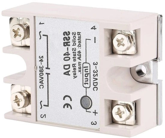 Relè a semiconduttore unifase DC-AC, ingresso 3-32 V DC, uscita 24-380 V AC, codice SSR-40DA