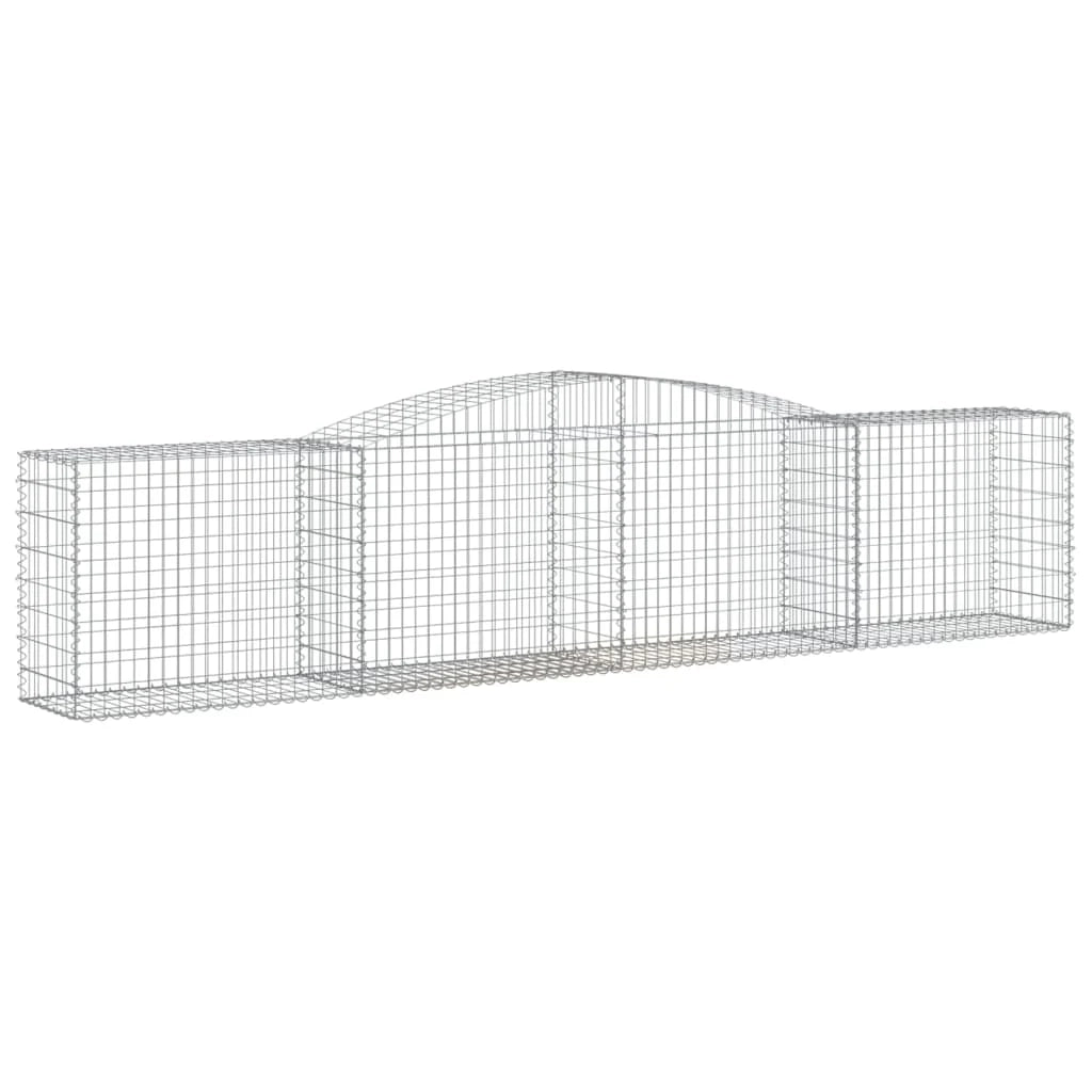Cestini gabbioni recinzione a gabbia muro di contenimento ad arco 6 pezzi 400 x 50 x 80/100 cm ferro zincato argento 02_0041065