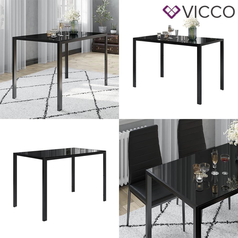 Tavolo da pranzo Grand, Nero, 120 x 70 cm, per l’utilizzo come set da pranzo in cucina o sala da pranzo